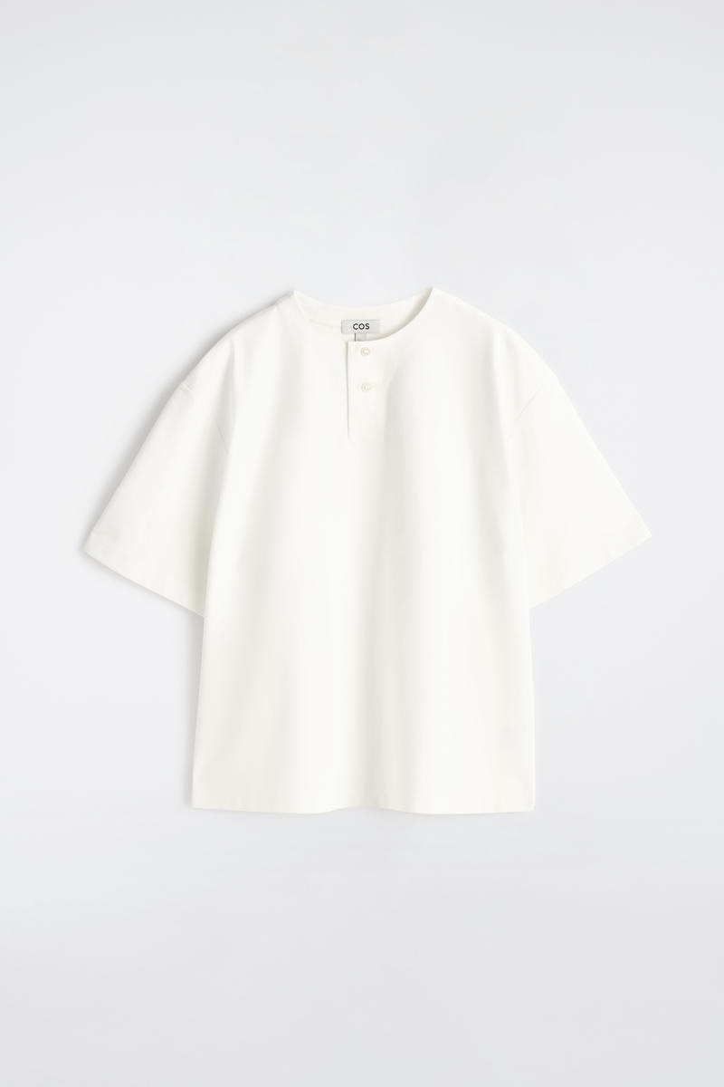 オーバーサイズ コットンジャージー ヘンリーTシャツ